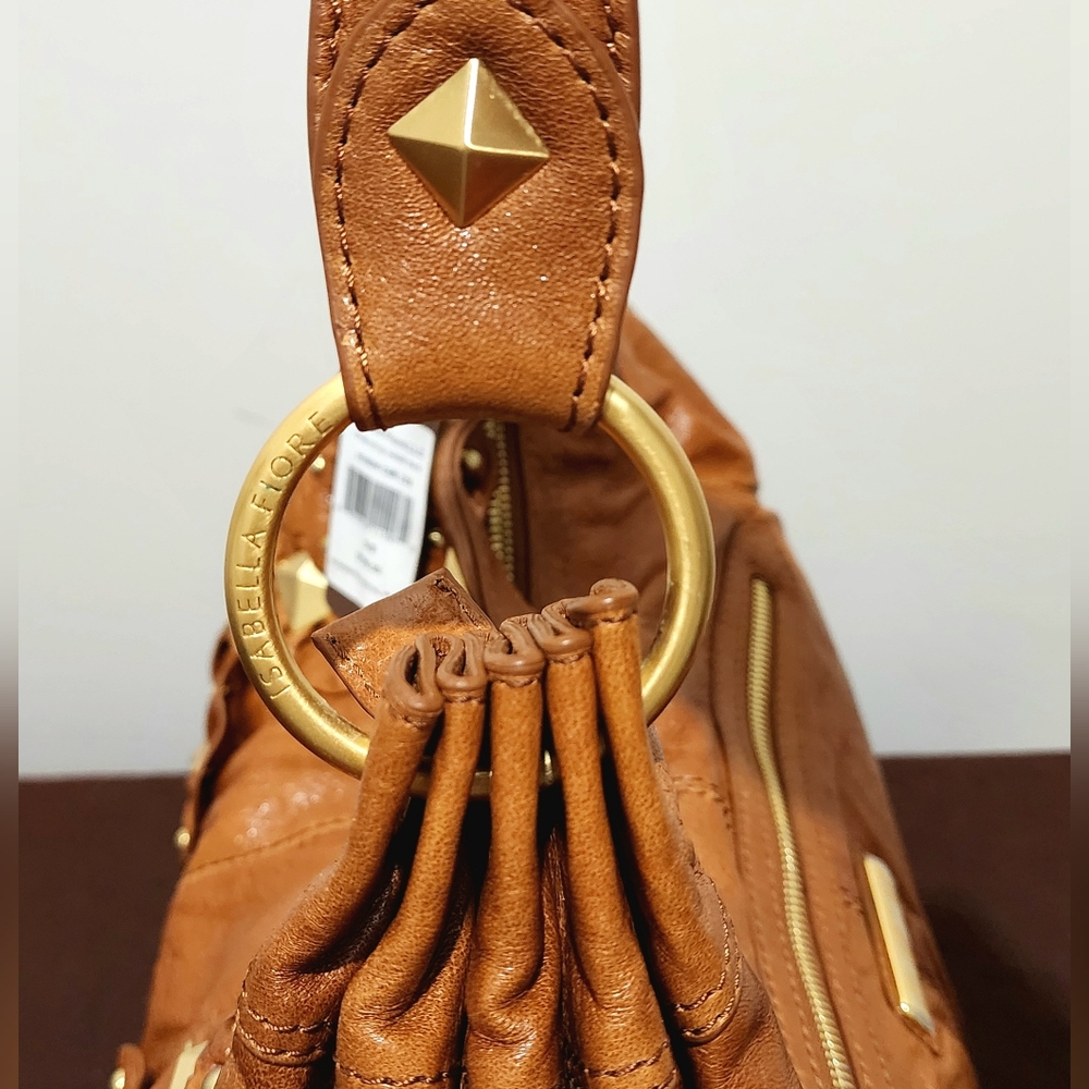 Isabella Fiore Brown Shoulder Bag with Gold Accents - Picture 9 of 9